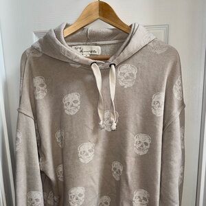 Vintage Havana Skull Hoodie Long Sleeve Medium Cream Streetwear Skater Indie